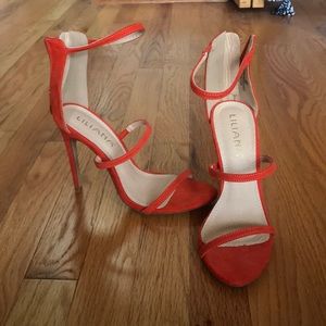 Simple, orange, 3 strap heel